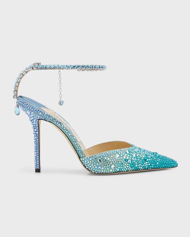 Saeda Ombre Crystal Ankle-Strap Pumps